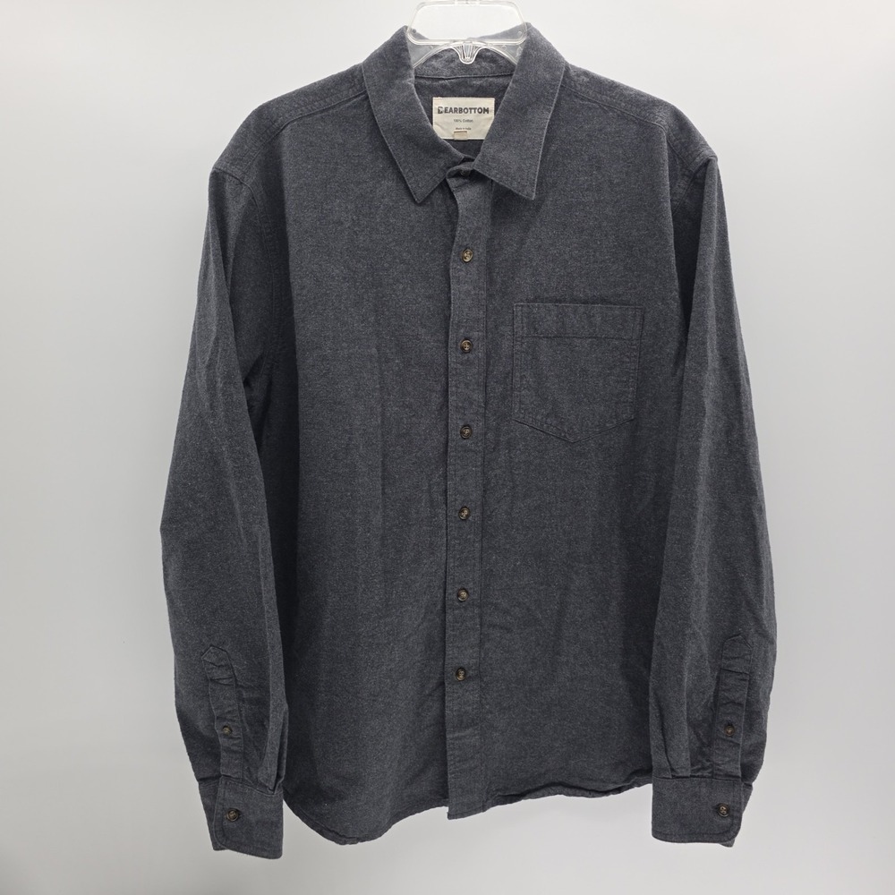 Bear Bottom Chamois Flannel Shirt Mens Large Gray Button Up Long Sleeve Cotton